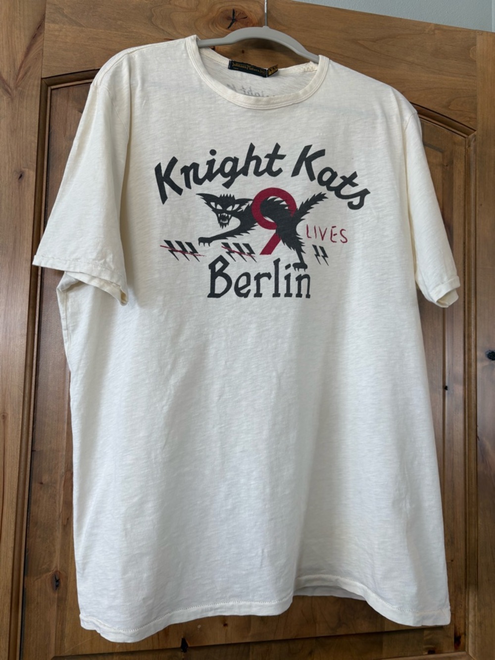 Graphic Tee - Cream with Black & Red Print